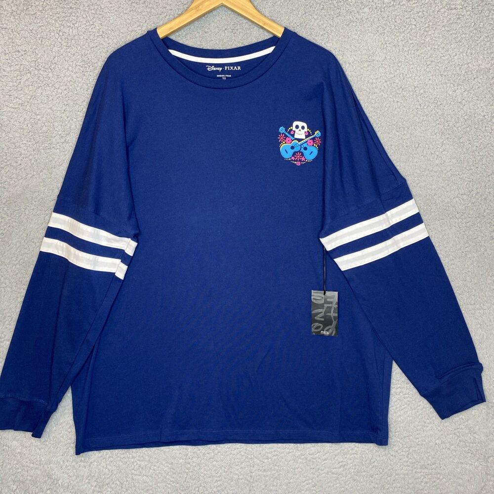 NWT Disney Pixar Coco Navy Blue Remember Me Spirit Jersey Women 2XL Rugby Tee